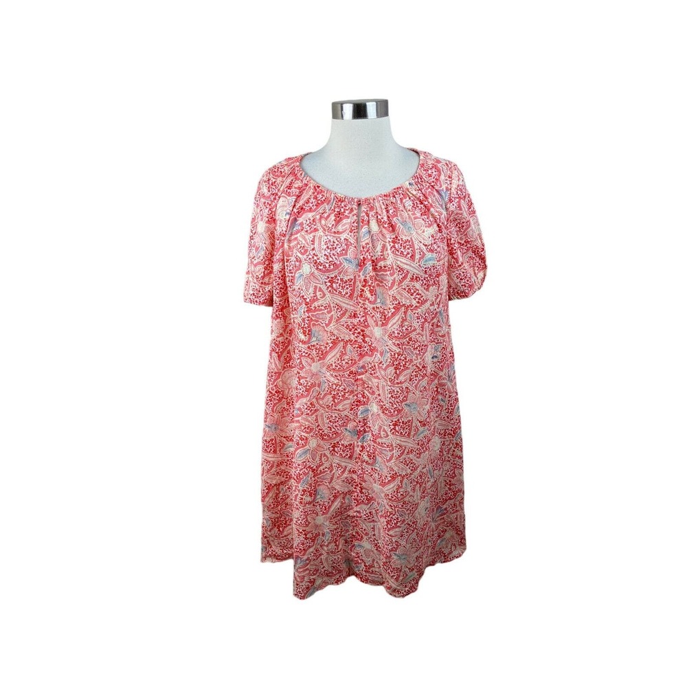Tory Burch Melon Emmarentia Floral Shift Dress Red Pink Size 4 Summer Resort